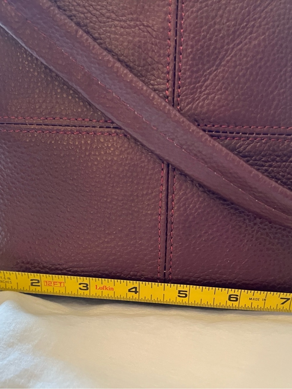 OYAni pebbled Leather Crossbody Bag in Deep Burgundy - - Picture 6 of 6